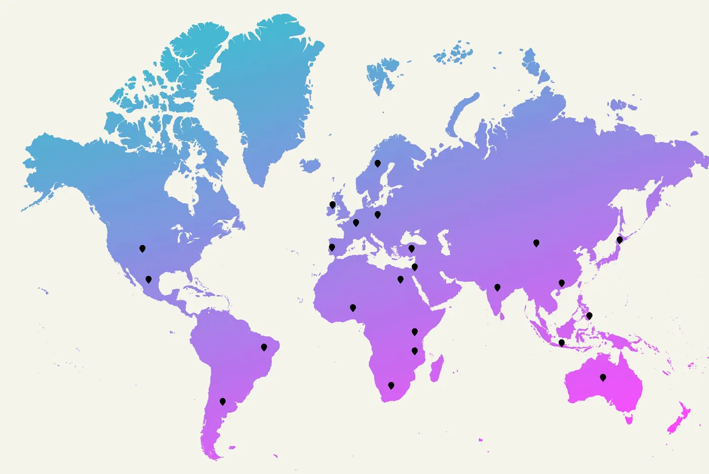 World map highlighting the study's participating countries
